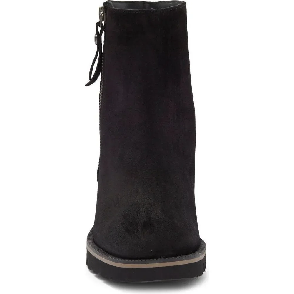 Paul Green Women's Black Suede Leather Side Zip Sloane Lug Sole Bootie Size 9